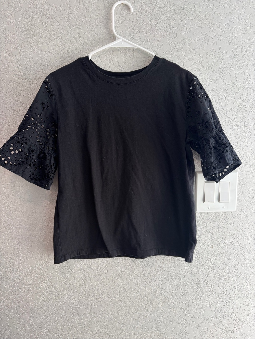 Banana Republic Black Eyelet Short Sleeve Tee